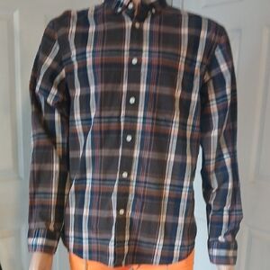 Old Navy Men's Blue and Red Plaid Shirt